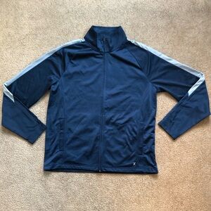 Xersion Quick-dri large men’s mock neck jacket full zip navy gray 2 pockets